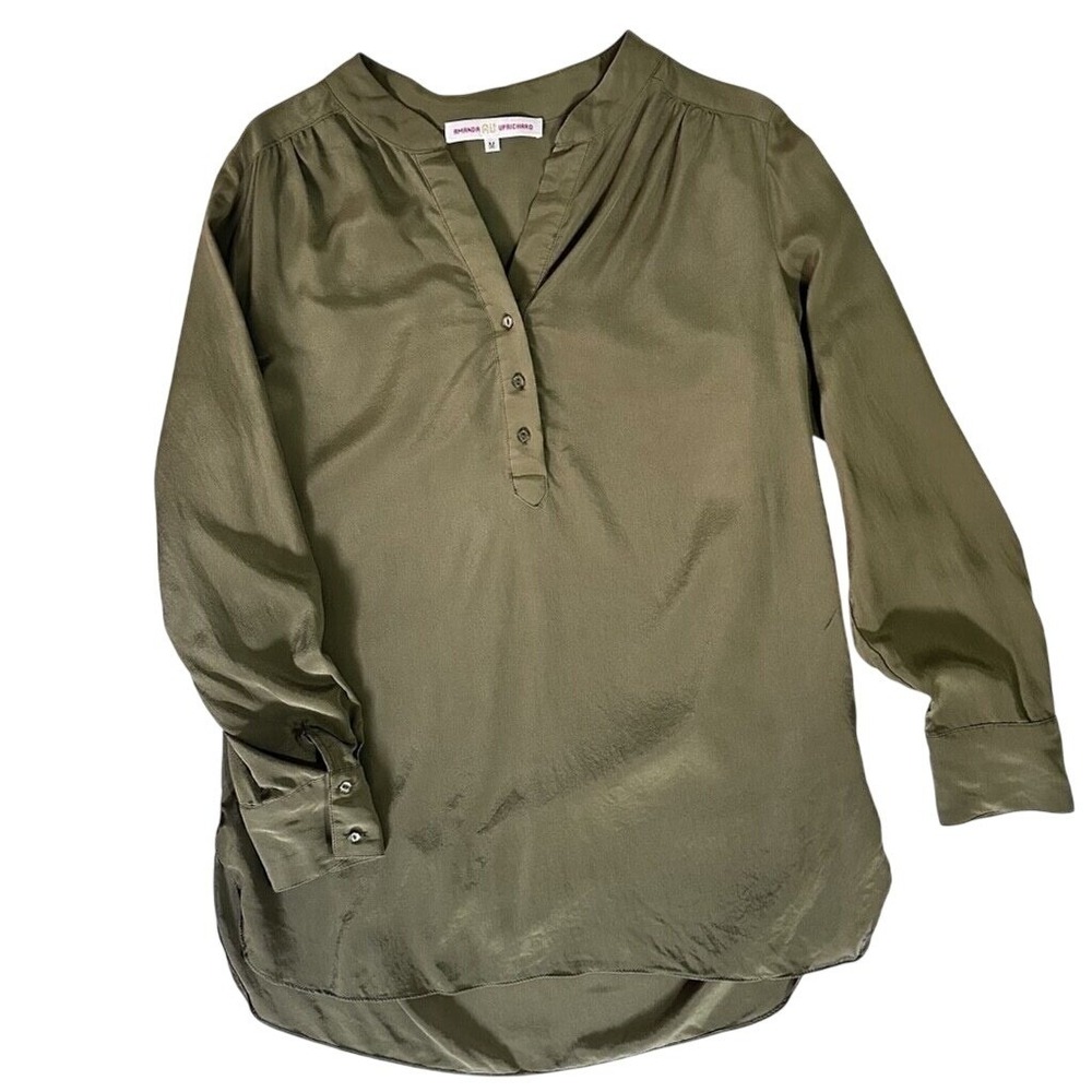 Amanda Uprichard Blouse Olive Green 100% Silk - Medium